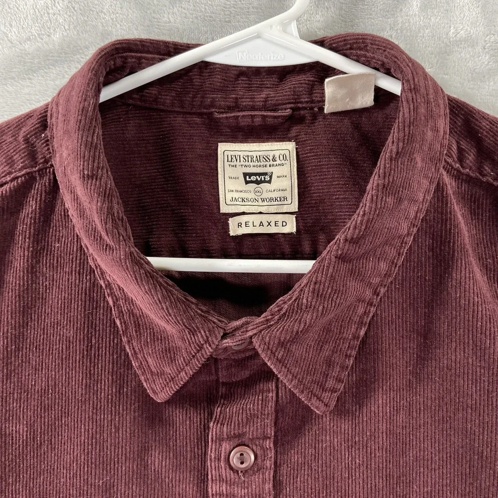 Levi's Shirt Mens XXL Corduroy Jackson Worker Button Up Relaxed Fit Red 2XL